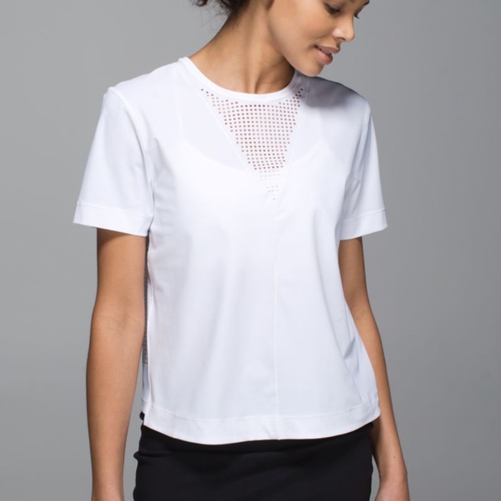 Lululemon Perfectly Perfed Tee White Breathable Holes